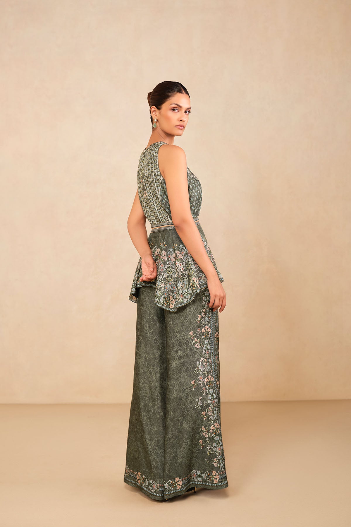 Anita Dongre Zoya Palazzo Set Green Indian designer wear online shopping melange singapore 
