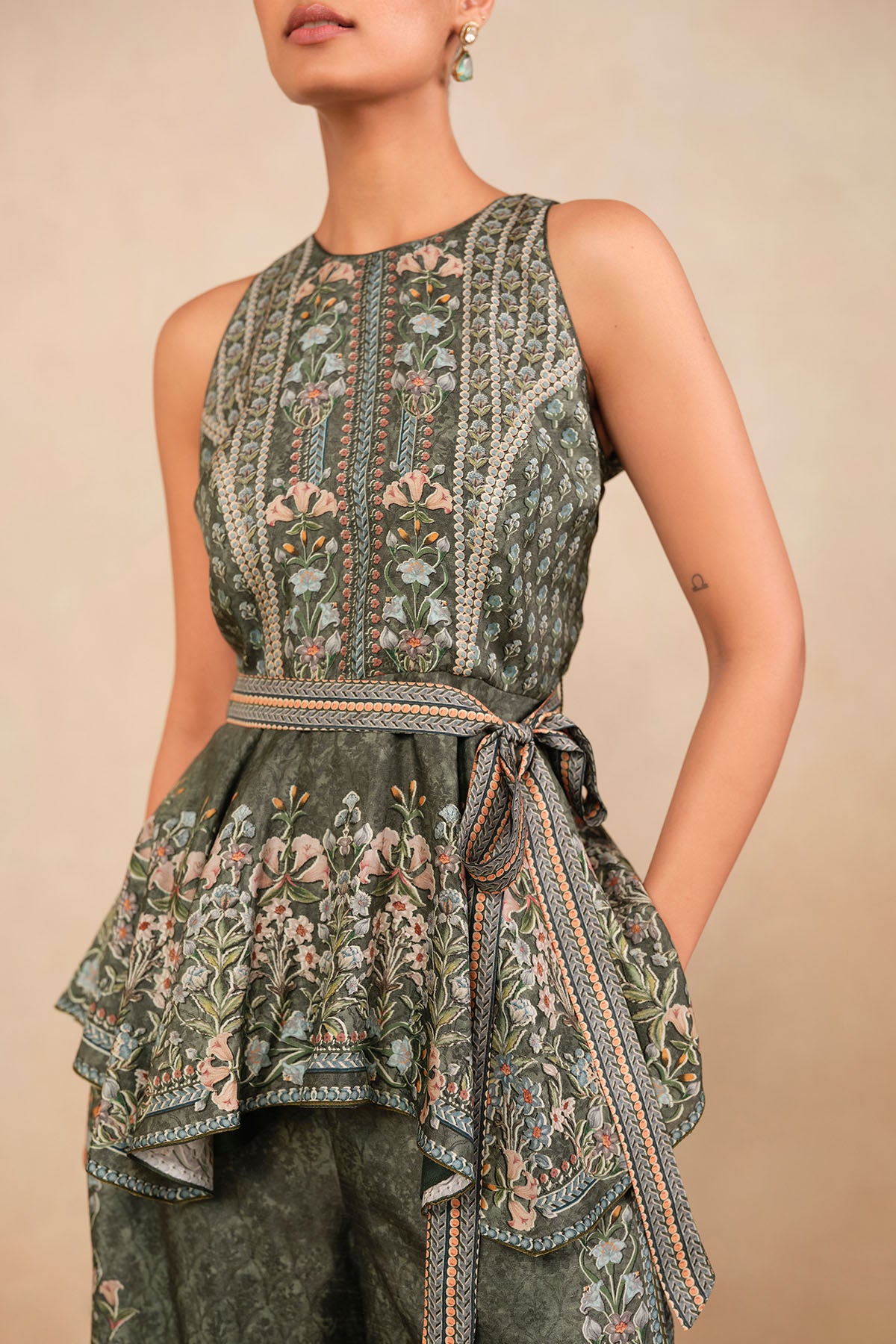 Anita Dongre Zoya Palazzo Set Green Indian designer wear online shopping melange singapore 
