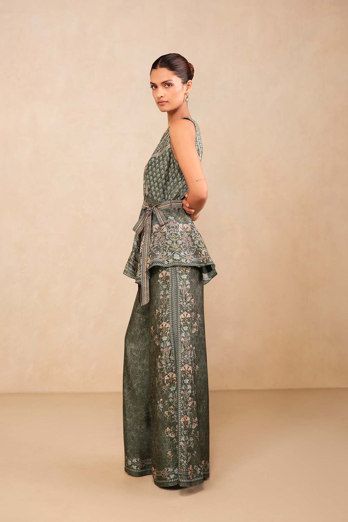 Anita Dongre Zoya Palazzo Set Green Indian designer wear online shopping melange singapore 
