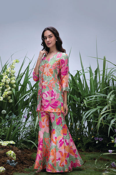 Archana Shah Green Coloured Jacket set indian designer wear online shopping melange singapore
