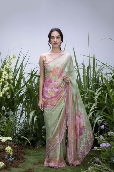 Archana Shah Wild Flower Shimmer Saree indian designer wear online shopping melange singapore