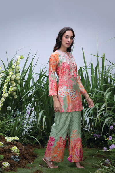 Archana Shah Green Wild Flower Yoke Zardozi Sharara Set indian designer wear online shopping melange singapore