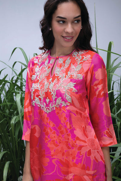 Archana Shah Pink Wild Flower Flared Sharara Set indian designer wear online shopping melange singapore