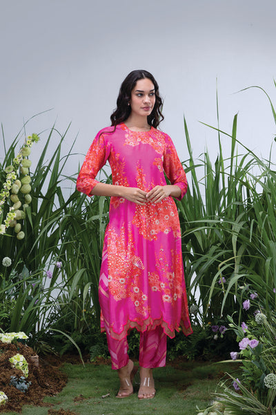 Archana Shah Wild Flower Organza Hemline indian designer wear online shopping melange singapore