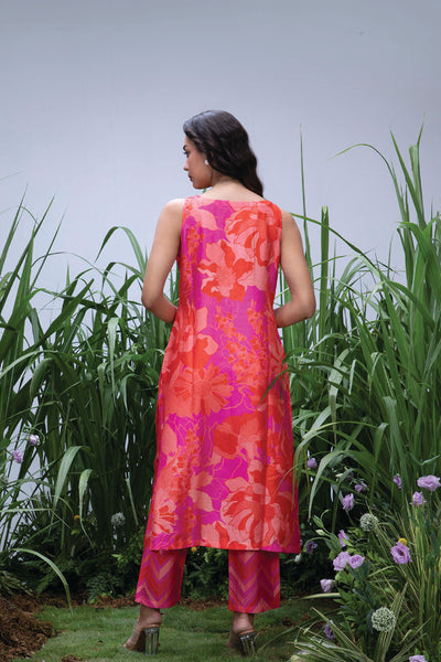 Archana Shah Wild Flower Sleeveless Kurta Set indian designer wear online shopping melange singapore