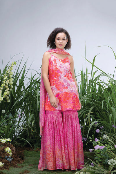 Archana Shah Wild Flower Spageti Sharara Set indian designer wear online shopping melange singapore