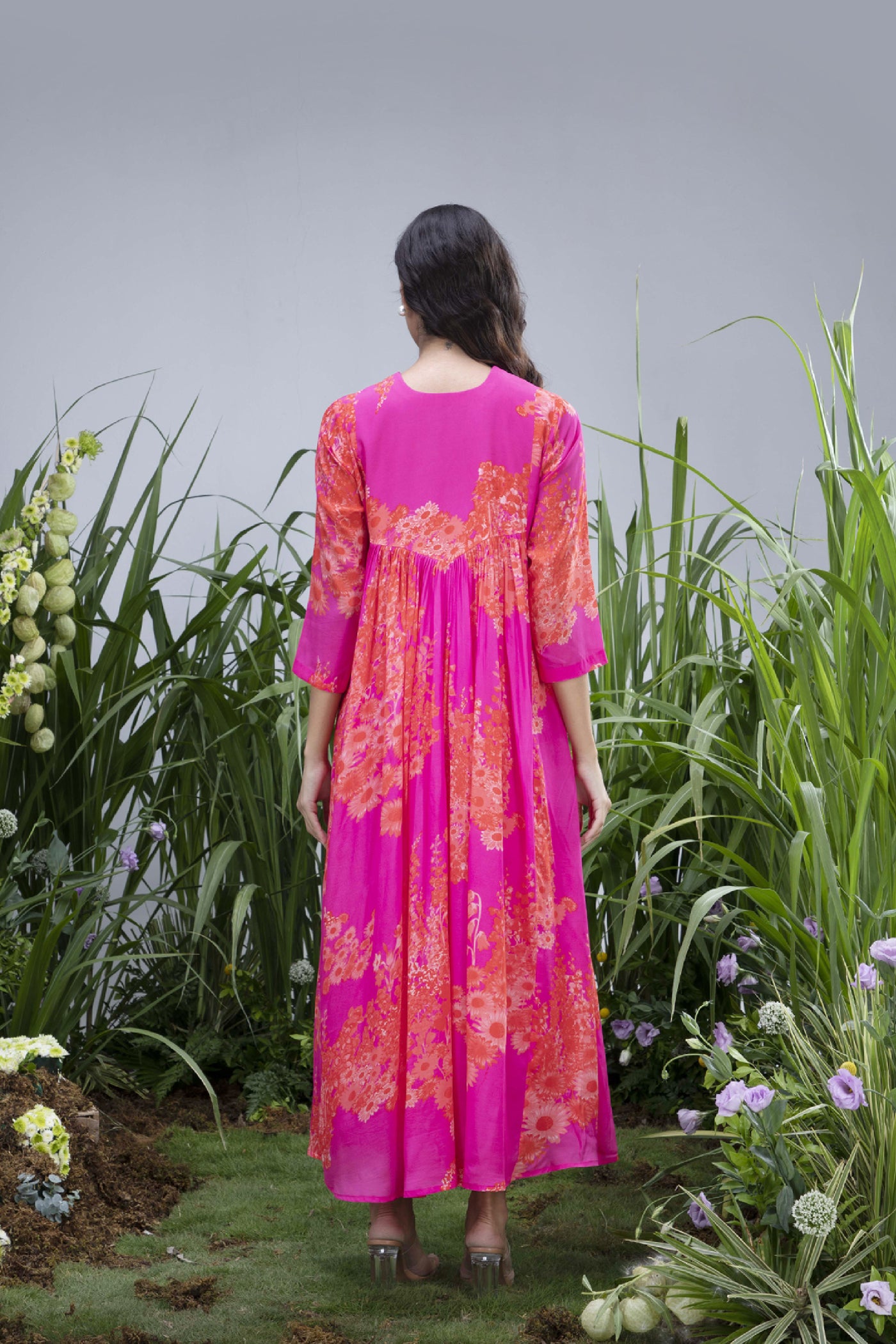 Archana Shah Wild Flower Zardozi Yoke Maxi indian designer wear online shopping melange singapore