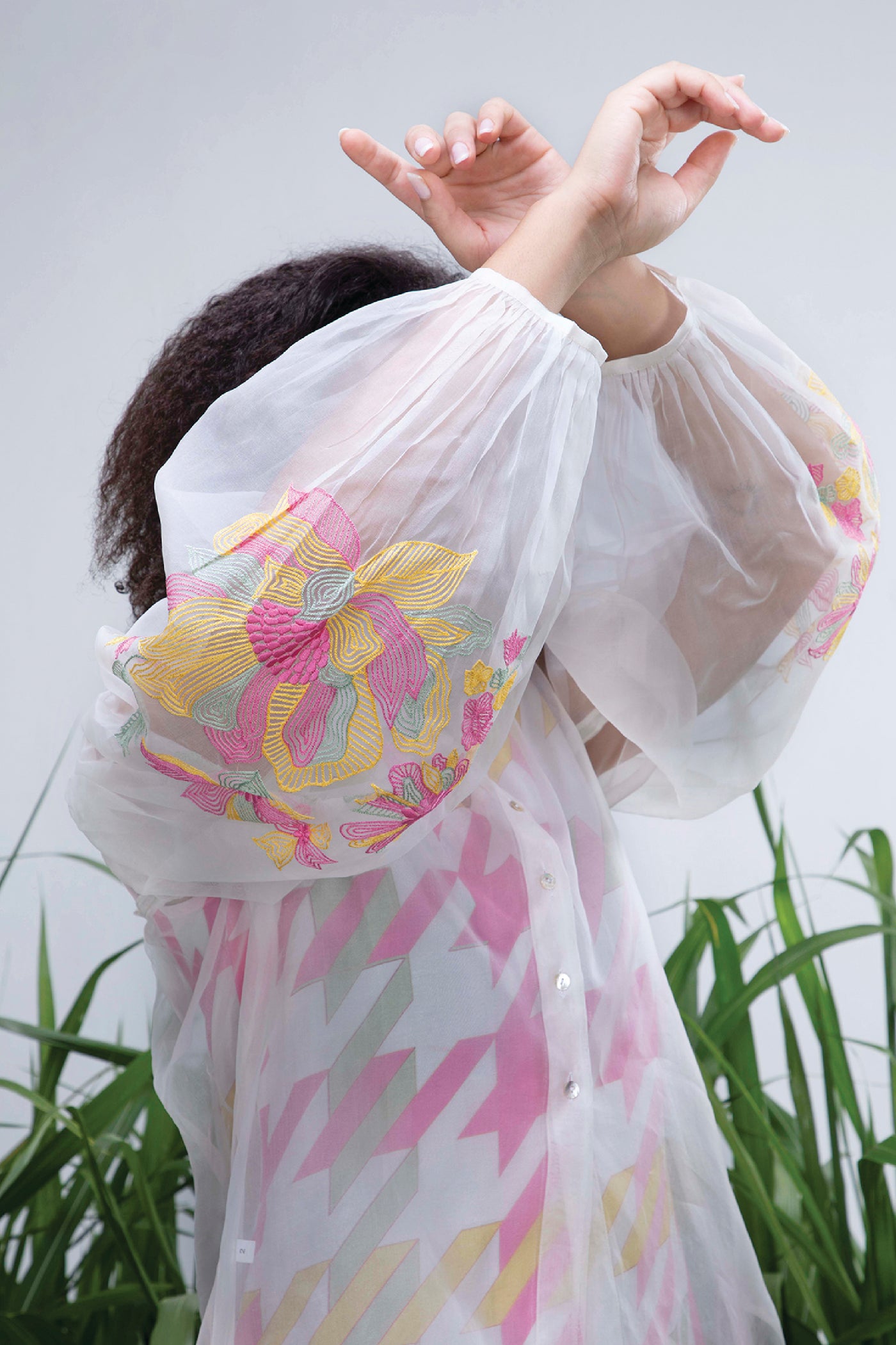 Archana Shah Wild Flower Organza Double Layer Set indian designer wear online shopping melange singapore