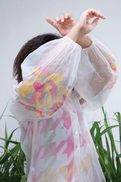 Archana Shah Wild Flower Organza Double Layer Set indian designer wear online shopping melange singapore