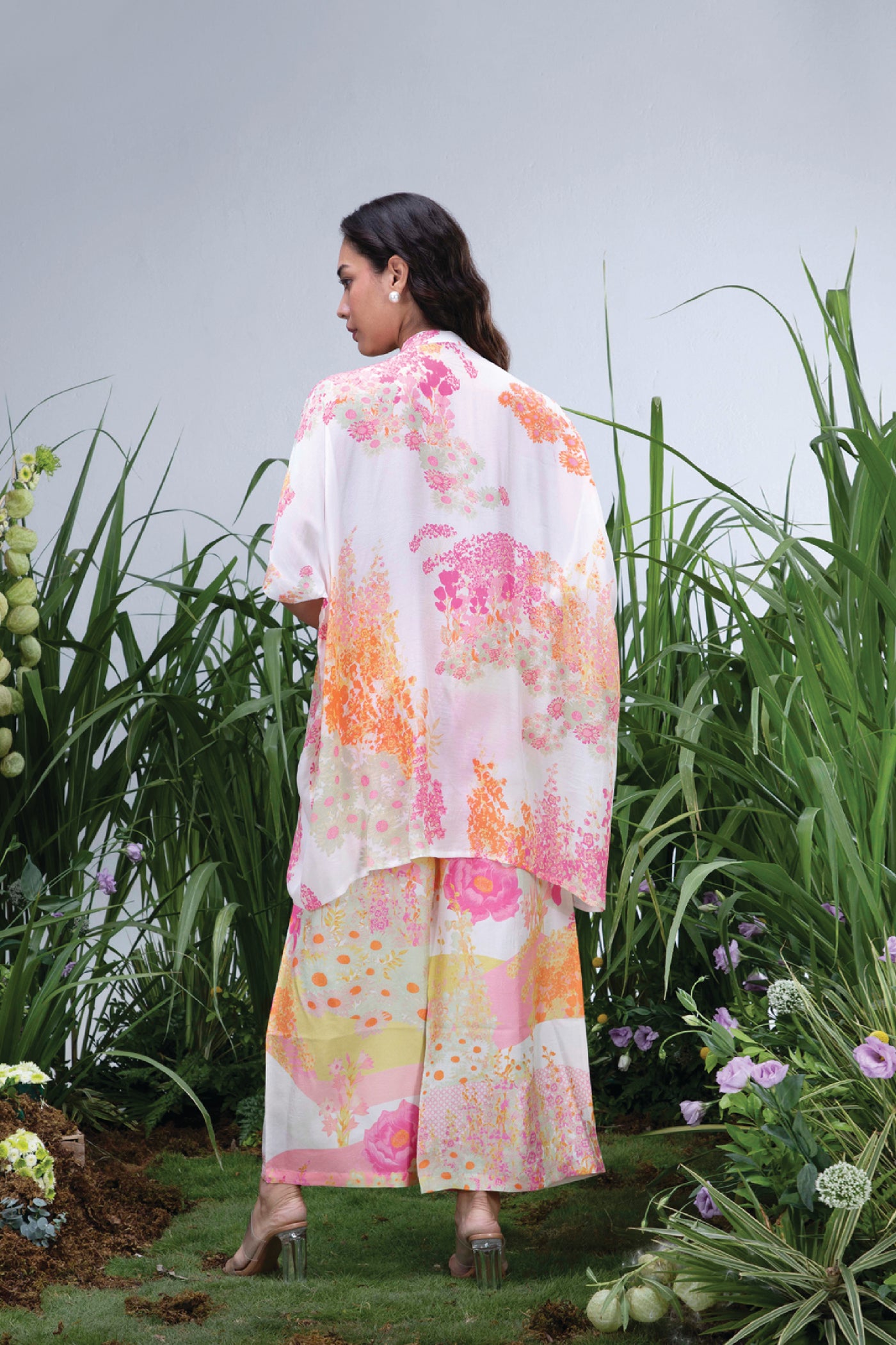 Archana Shah Wild Flower Oversize Shirt Set indian designer wear online shopping melange singapore