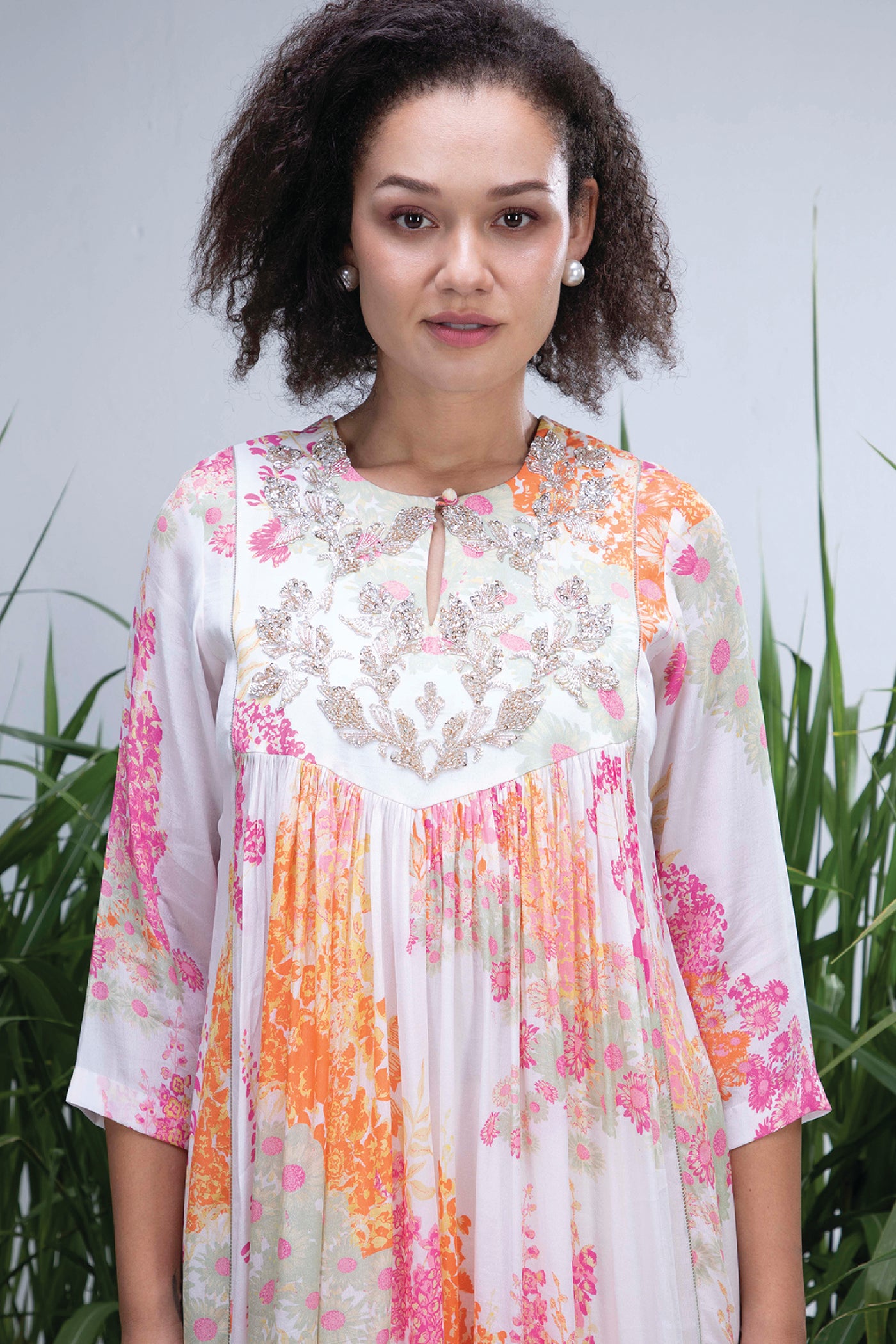 Archana Shah Wild Flower Zardozi Yoke Maxi indian designer wear online shopping melange singapore