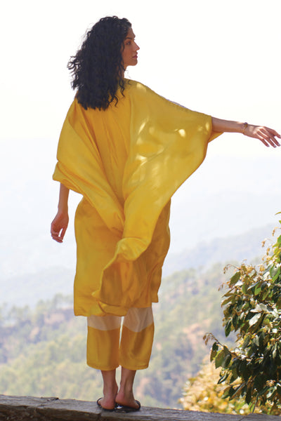 Archana Shah Wild Flower Shoulder Work Kaftan With Color Block Pants indian designer wear online shopping melange singapore