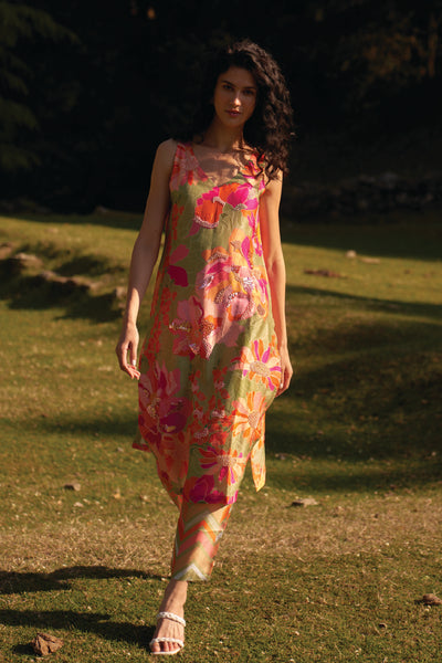 Archana Shah Wild Flower Sleeveless Kurta Set indian designer wear online shopping melange singapore