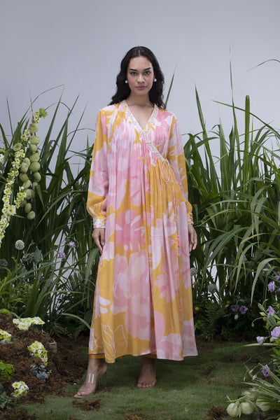 Archana Shah Wild Flower Anghrakha Maxi With Pants indian designer wear online shopping melange singapore