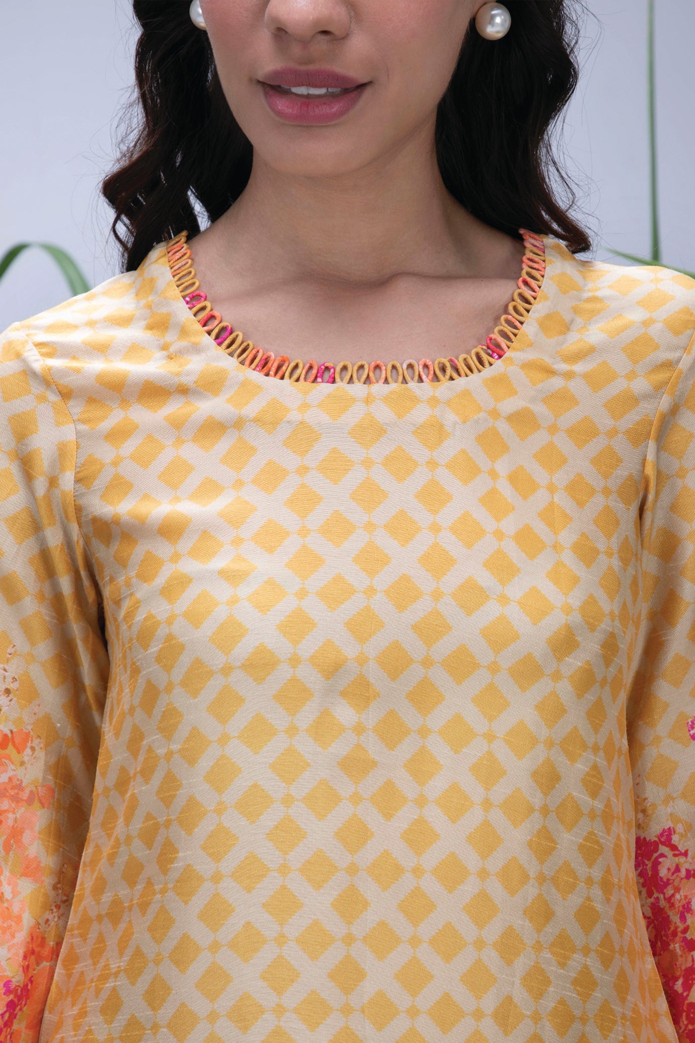 Archana Shah Wild Flower Bell Sleeves Kurta Set indian designer wear online shopping melange singapore