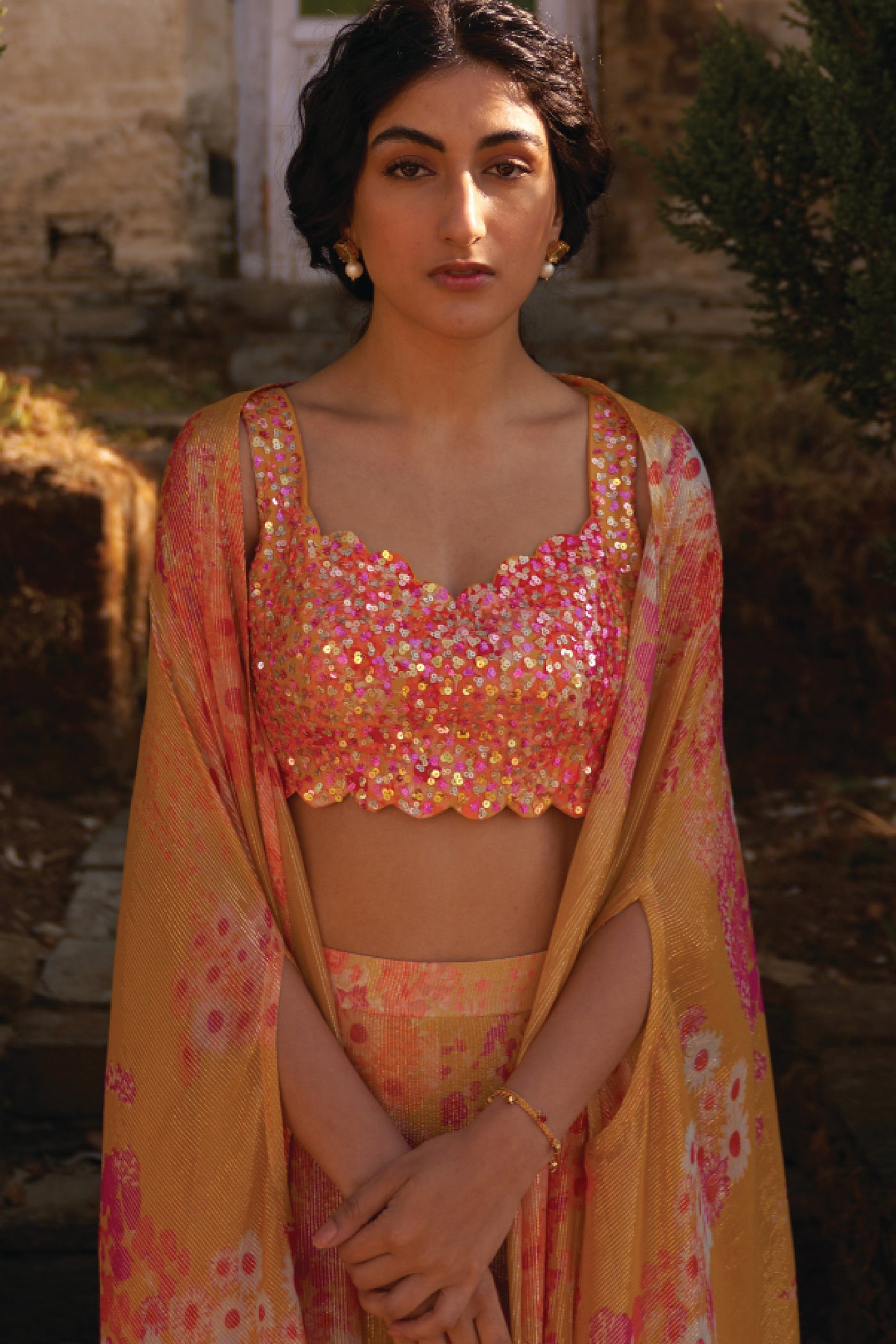 Archana Shah Wild Flower Jacket Set indian designer wear online shopping melange singapore