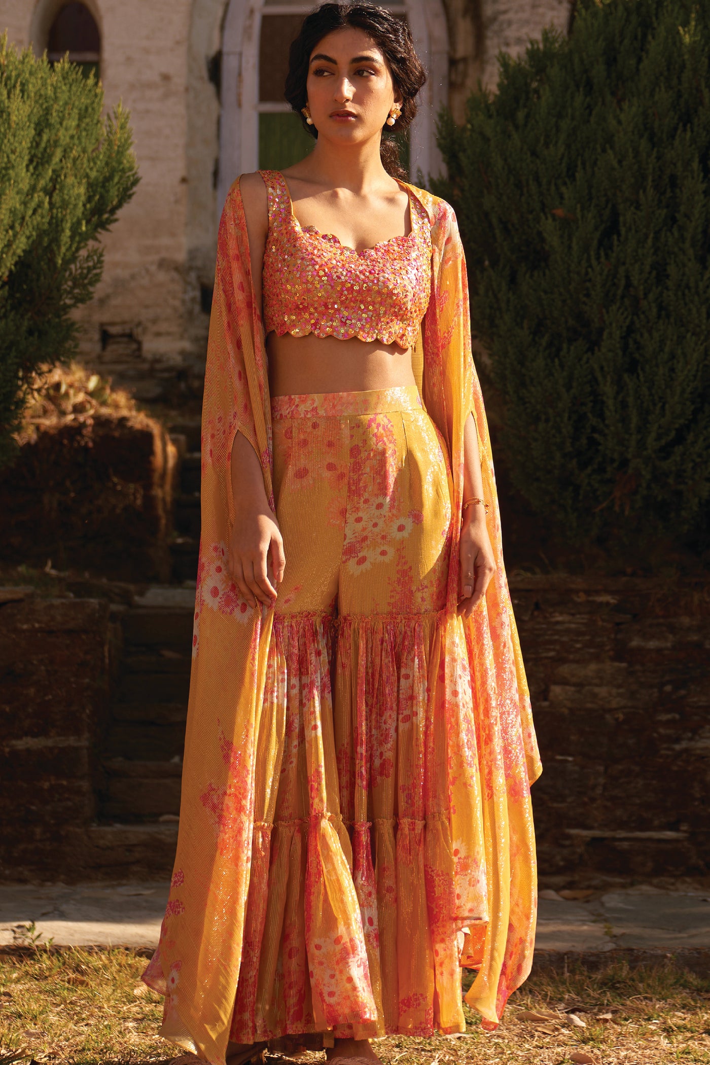 Archana Shah Wild Flower Jacket Set indian designer wear online shopping melange singapore