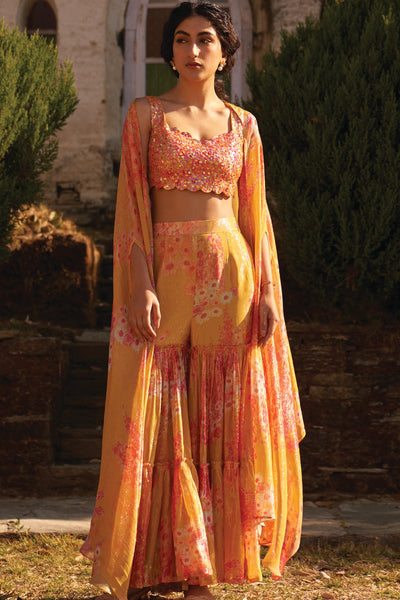 Archana Shah Wild Flower Jacket Set indian designer wear online shopping melange singapore