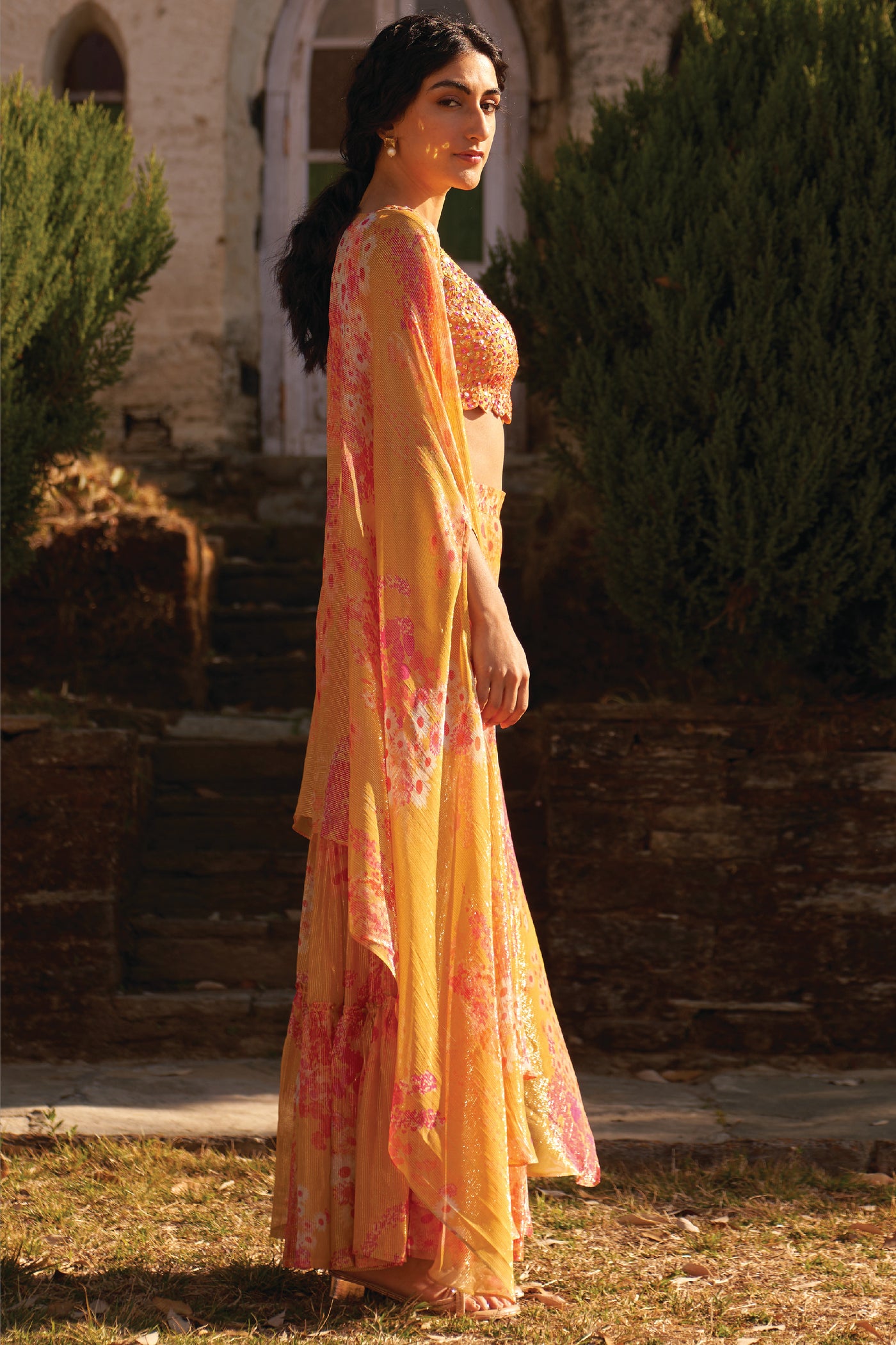 Archana Shah Wild Flower Jacket Set indian designer wear online shopping melange singapore