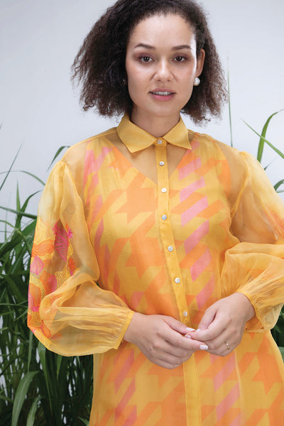 Archana Shah Wild Flower Organza Double Layer Set indian designer wear online shopping melange singapore