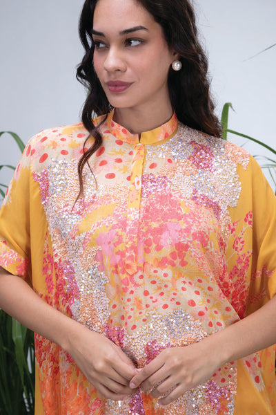 Archana Shah Wild Flower Oversize Shirt Set indian designer wear online shopping melange singapore
