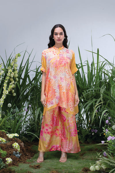Archana Shah Wild Flower Oversize Shirt Set indian designer wear online shopping melange singapore