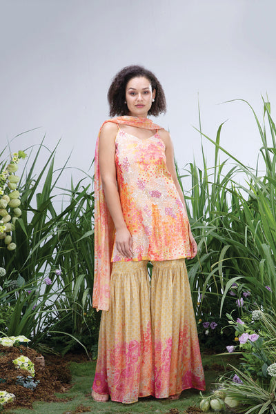 Archana Shah Wild Flower Spageti Sharara Set indian designer wear online shopping melange singapore