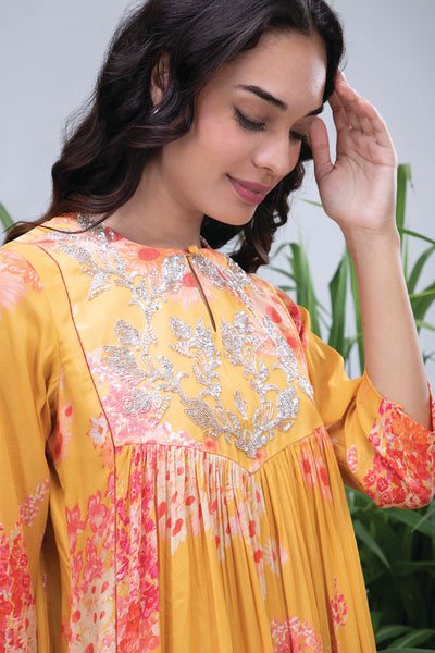 Archana Shah Yoke Wild Flower Zardozi Yoke Maxi indian designer wear online shopping melange singapore