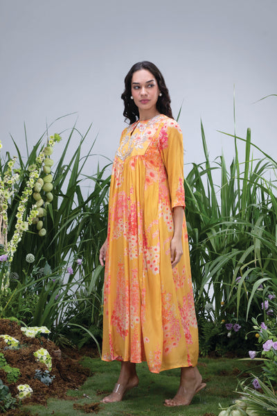 Archana Shah Yoke Wild Flower Zardozi Yoke Maxi indian designer wear online shopping melange singapore