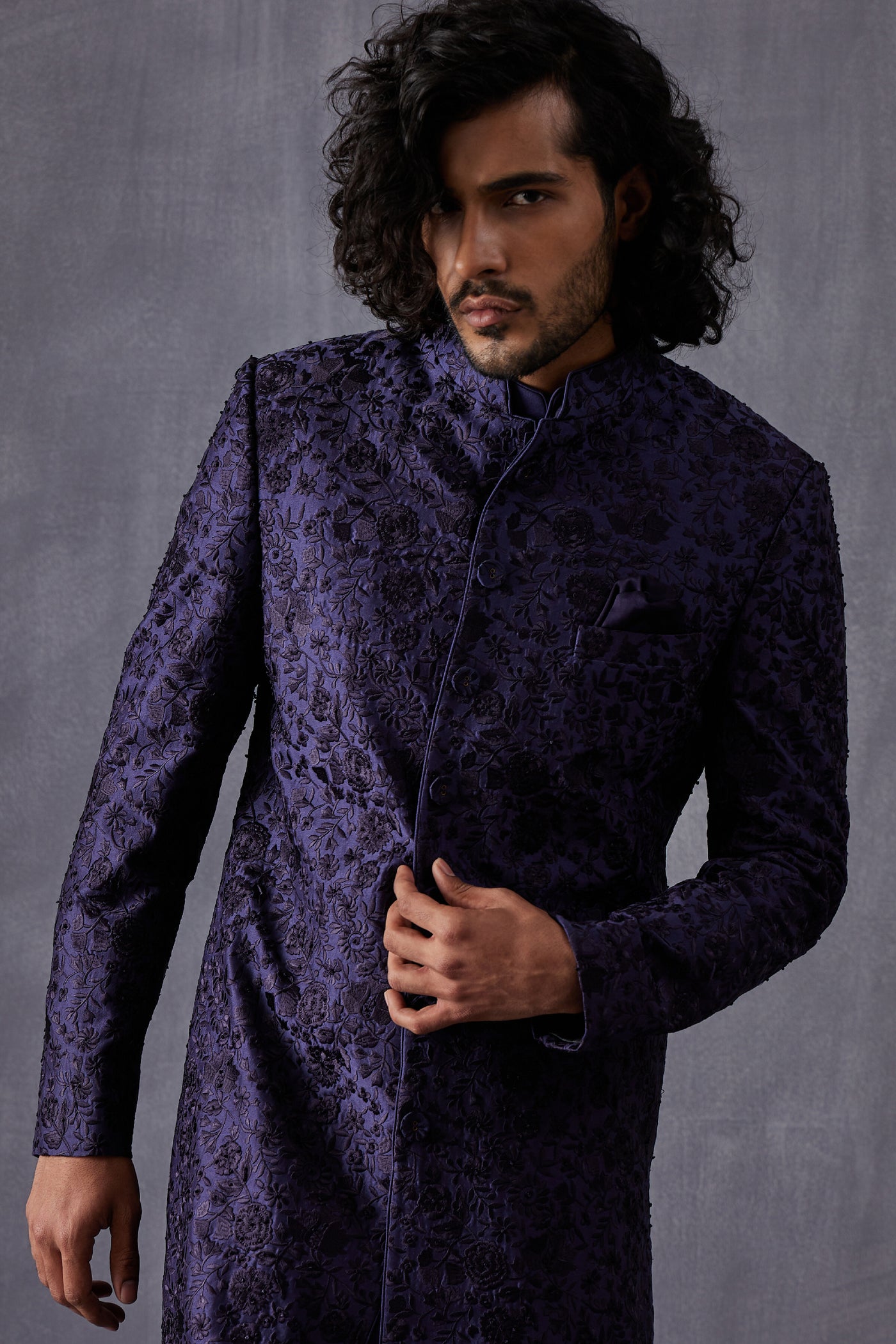 Arjan Dugal Bageecha Hand Embroidery Achkan Set Indian designer wear online shopping melange singapore