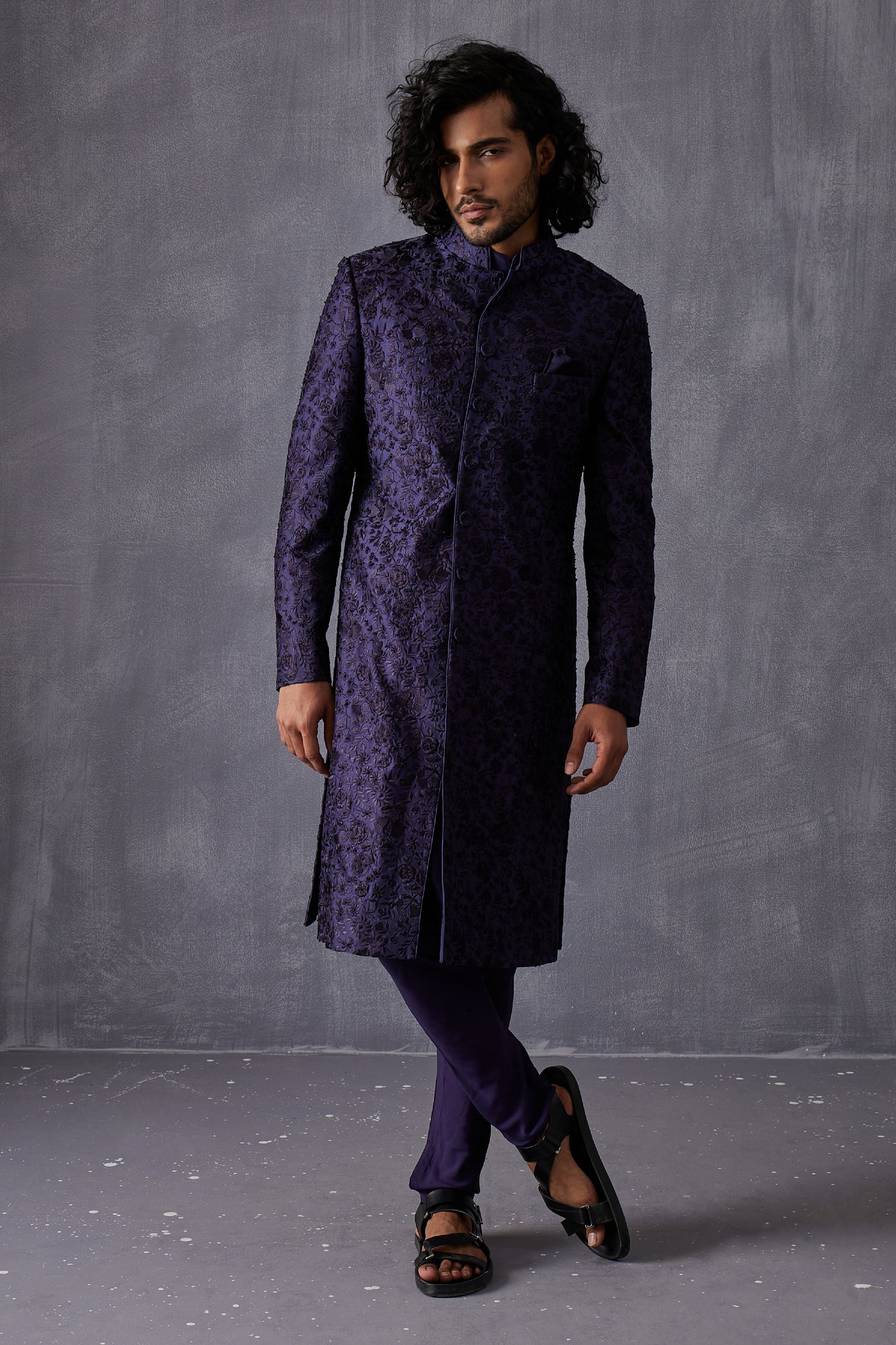 Arjan Dugal Bageecha Hand Embroidery Achkan Set Indian designer wear online shopping melange singapore