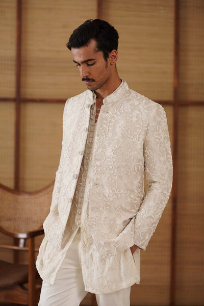 Arjan Dugal Beads Banarasi Bandhgala Set indian designer wear online shopping melange singapore 