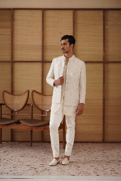 Arjan Dugal Beads Banarasi Bandhgala Set indian designer wear online shopping melange singapore 
