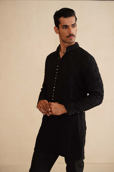 Arjan Dugal Beads FLB Kurta Black Set indian designer wear online shopping melange singapore 