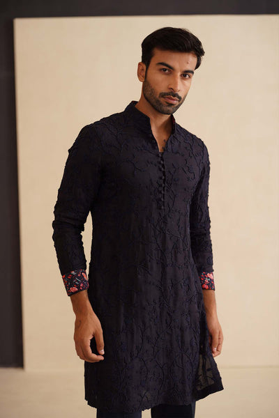Arjan Dugal Beads Half Luppi Button Kurta Set indian designer wear online shopping melange singapore 