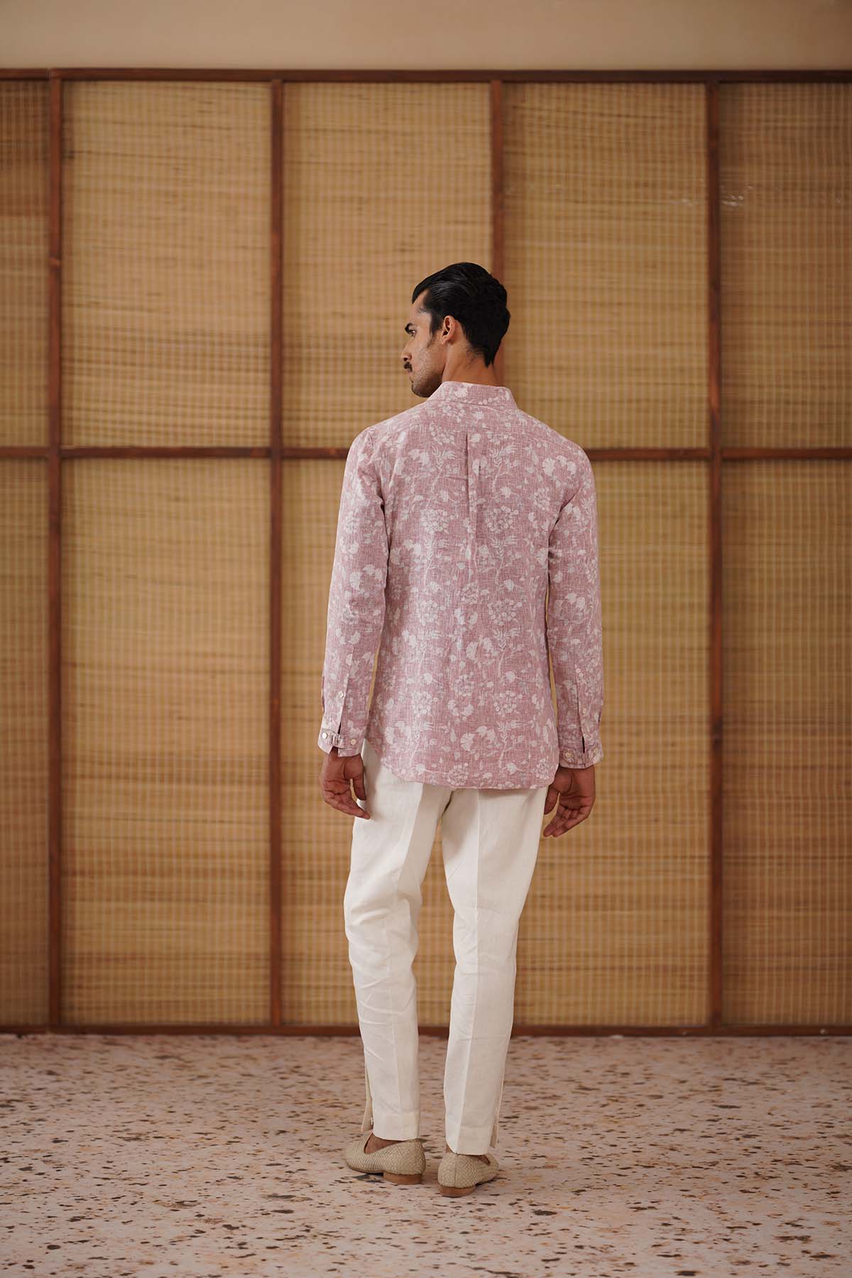 Arjan Dugal Bouquet Of Wildflowers Printed Linen Shirt Set indian designer wear online shopping melange singapore 
