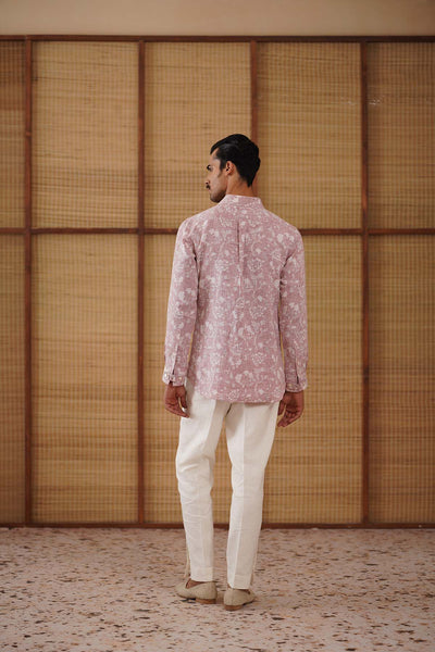 Arjan Dugal Bouquet Of Wildflowers Printed Linen Shirt Set indian designer wear online shopping melange singapore 
