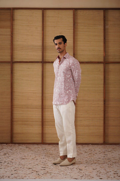 Arjan Dugal Bouquet Of Wildflowers Printed Linen Shirt Set indian designer wear online shopping melange singapore 
