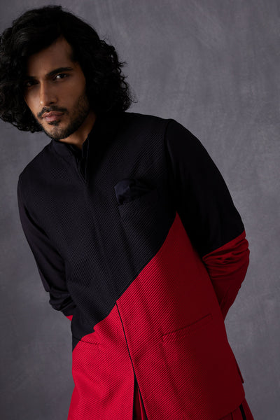 Arjan Dugal Color Block Nehru jacket Indian designer wear online shopping melange singapore
