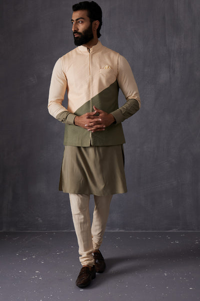 Arjan Dugal Color Block Nehru Jacket Indian designer wear online shopping melange singapore