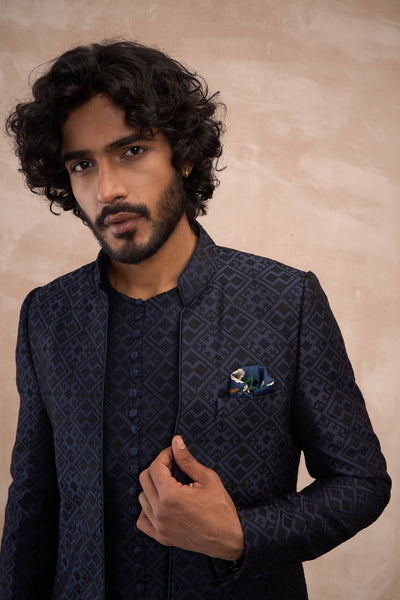 Arjan Dugal Delicate Kairos Open Bandhgala Set indian designer wear online shopping melange singapore
