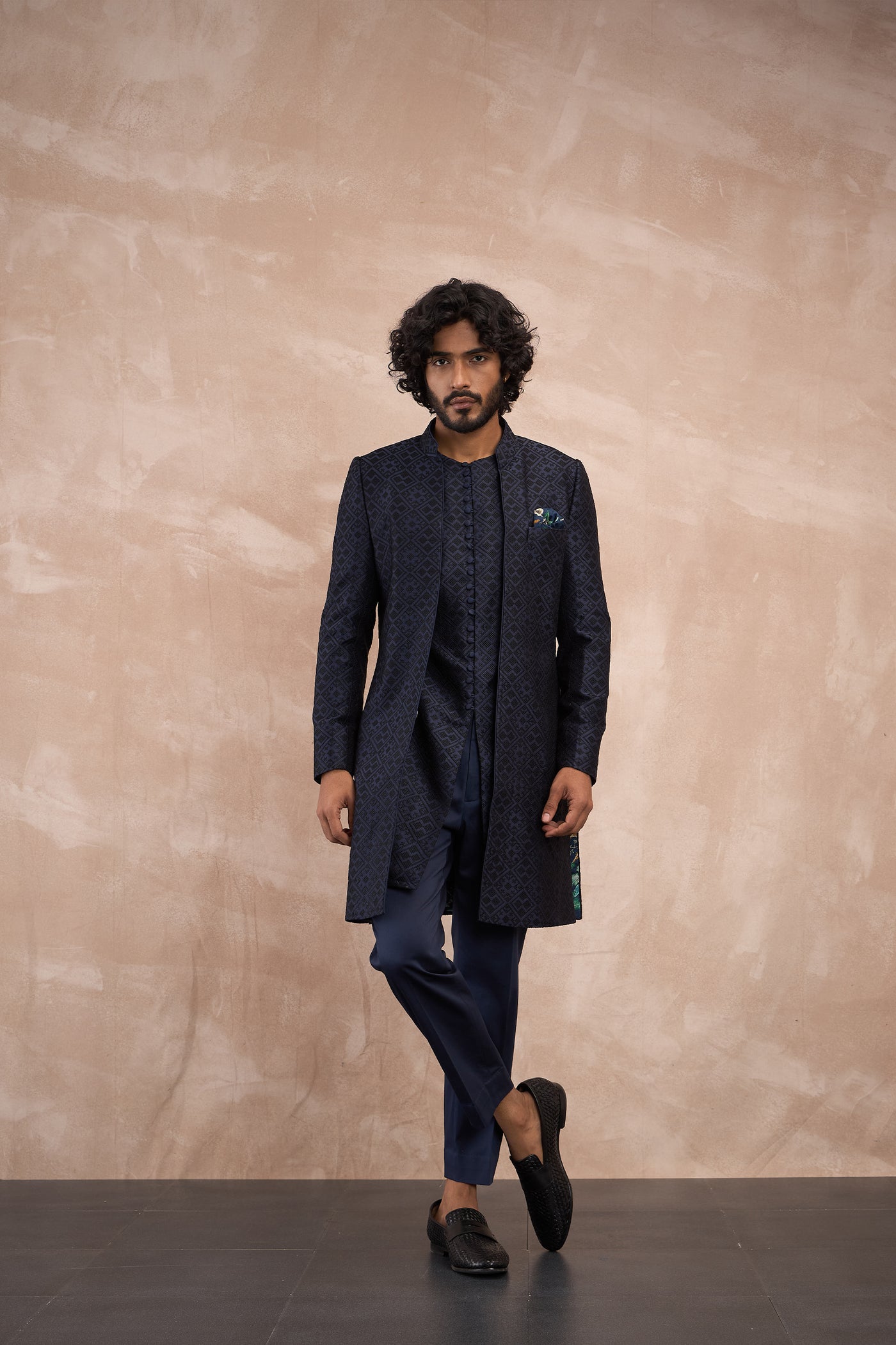 Arjan Dugal Delicate Kairos Open Bandhgala Set indian designer wear online shopping melange singapore
