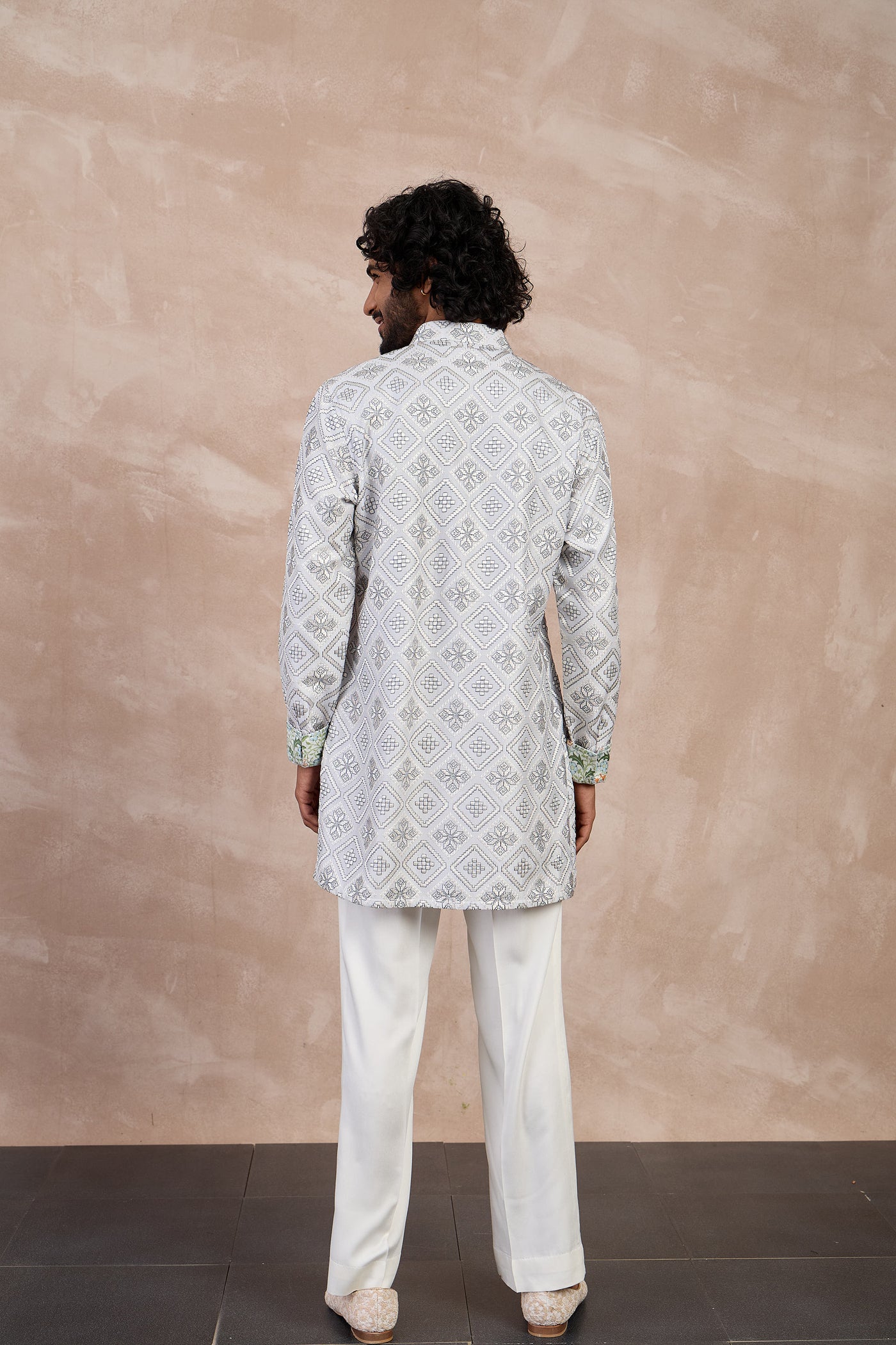 Arjan Dugal Dice Full Lupi Button Kurta Set indian designer wear online shopping melange singapore
