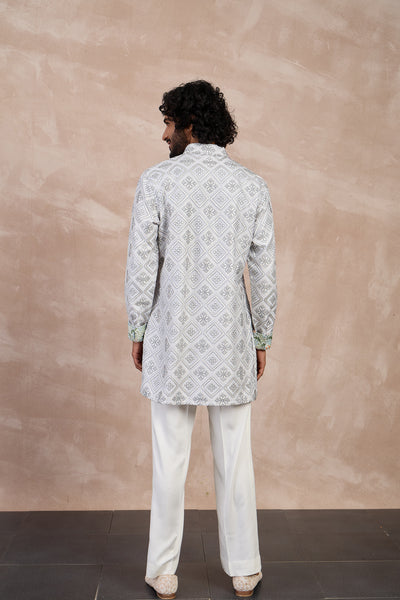 Arjan Dugal Dice Full Lupi Button Kurta Set indian designer wear online shopping melange singapore