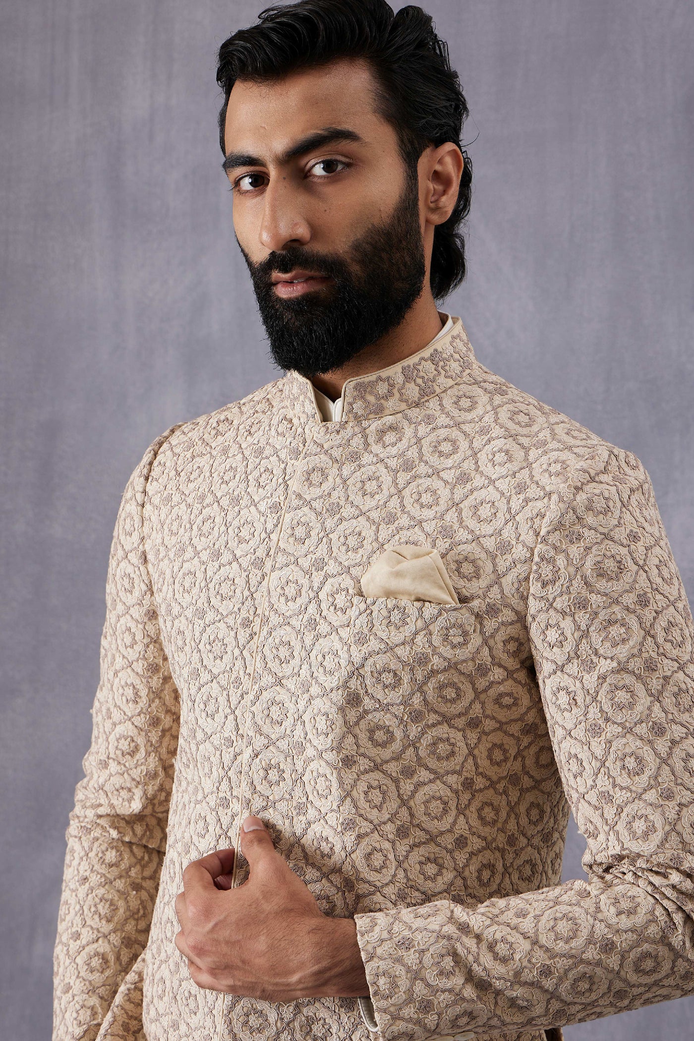 Arjan Dugal Dori Embroidery Bandhgala Set Indian designer wear online shopping melange singapore