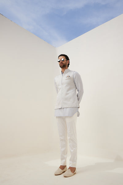 Arjan Dugal Edgecut Kurta Shirt With  Off White Pant Indian designer wear online shopping melange singapore