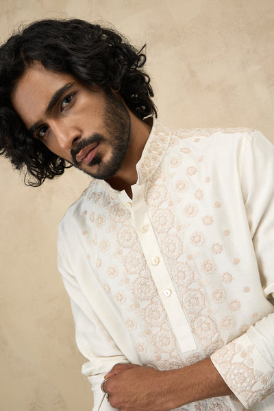 Arjan Dugal Floral Dori Placement Kurta Set indian designer wear online shopping melange singapore