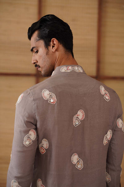 Arjan Dugal Gramophone Dori Kurta Dark Grey Set indian designer wear online shopping melange singapore 