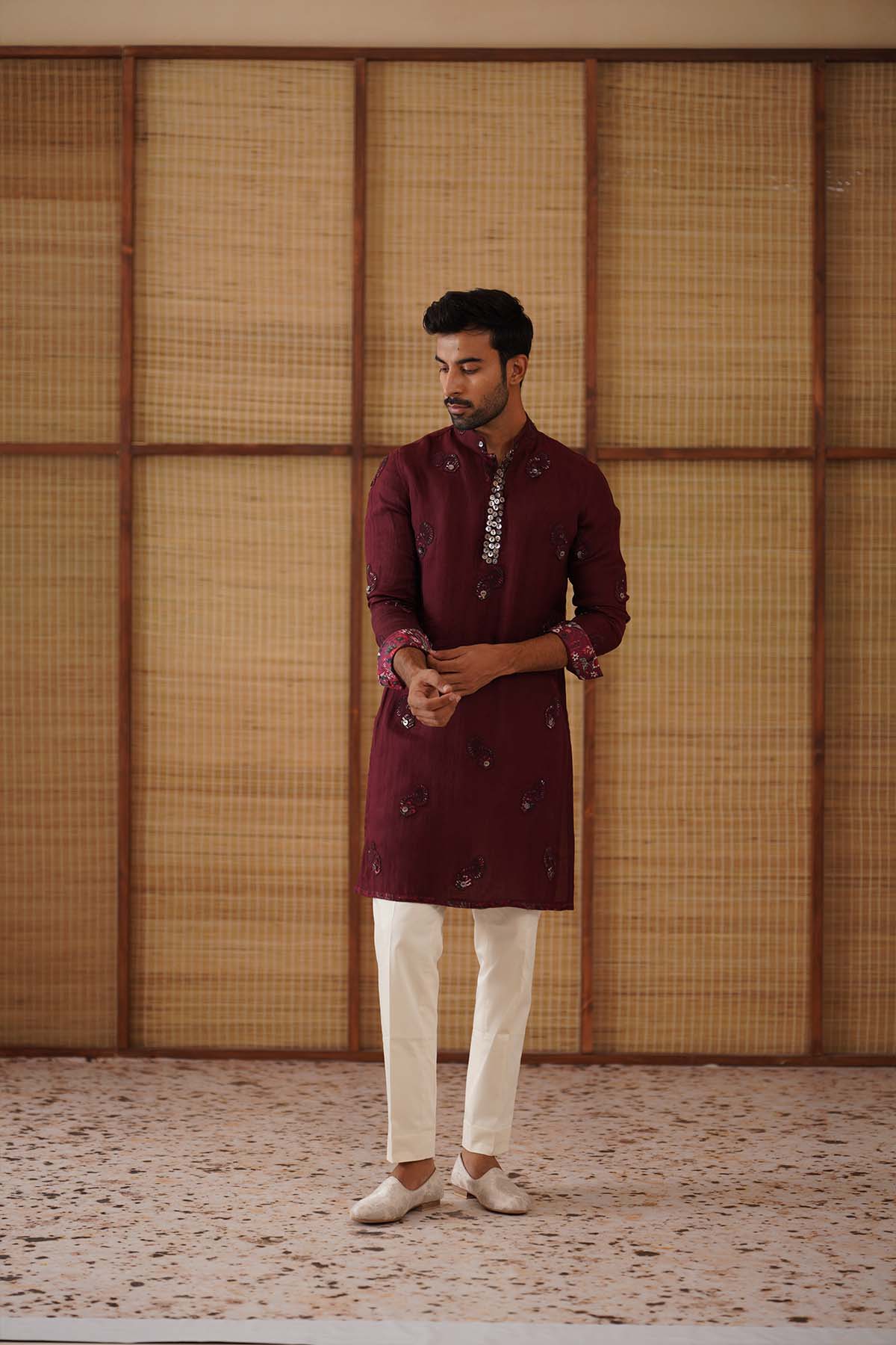 Arjan Dugal Gramophone Dori Long Kurta Set indian designer wear online shopping melange singapore 