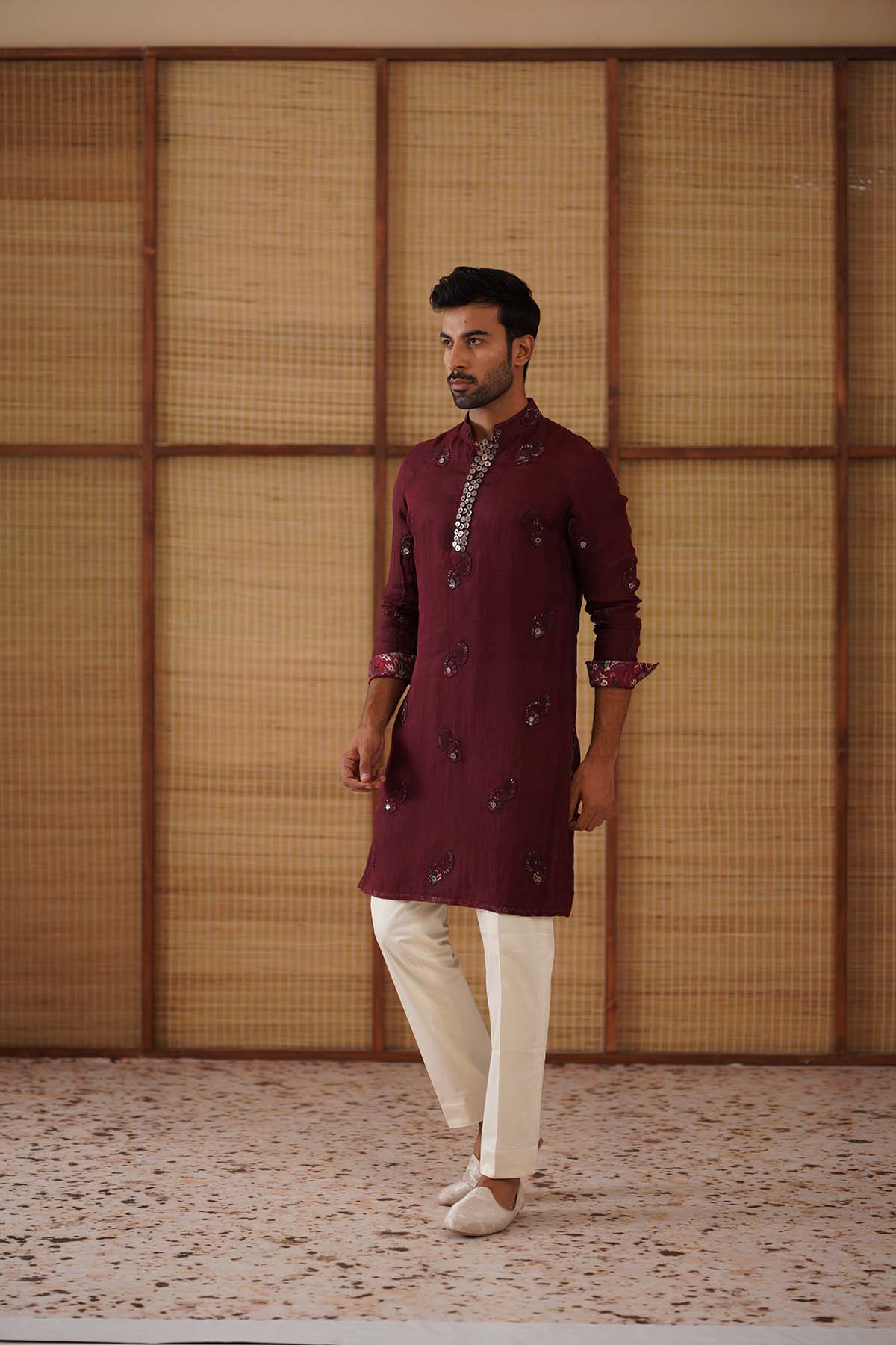 Arjan Dugal Gramophone Dori Long Kurta Set indian designer wear online shopping melange singapore 
